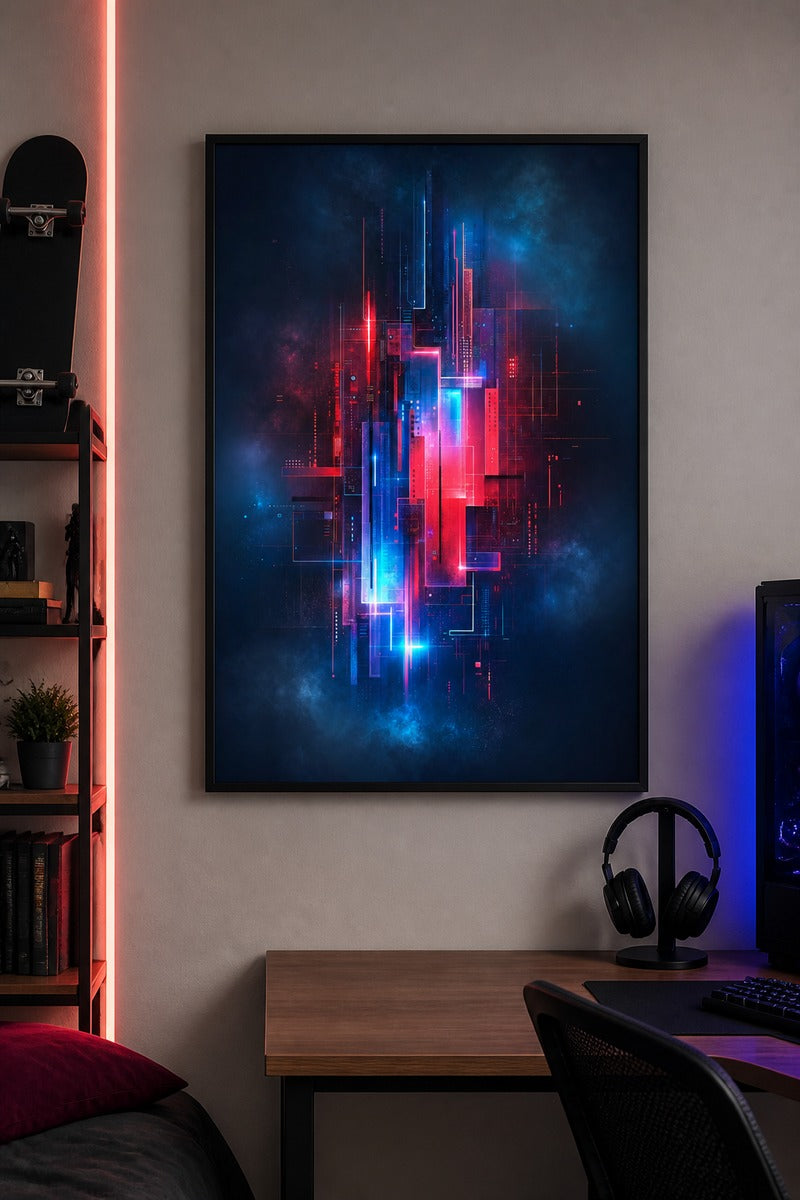 Abstract Circuitry in Glowing Shadows