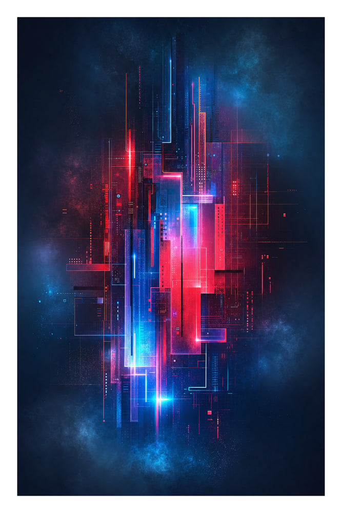 Abstract Circuitry in Glowing Shadows
