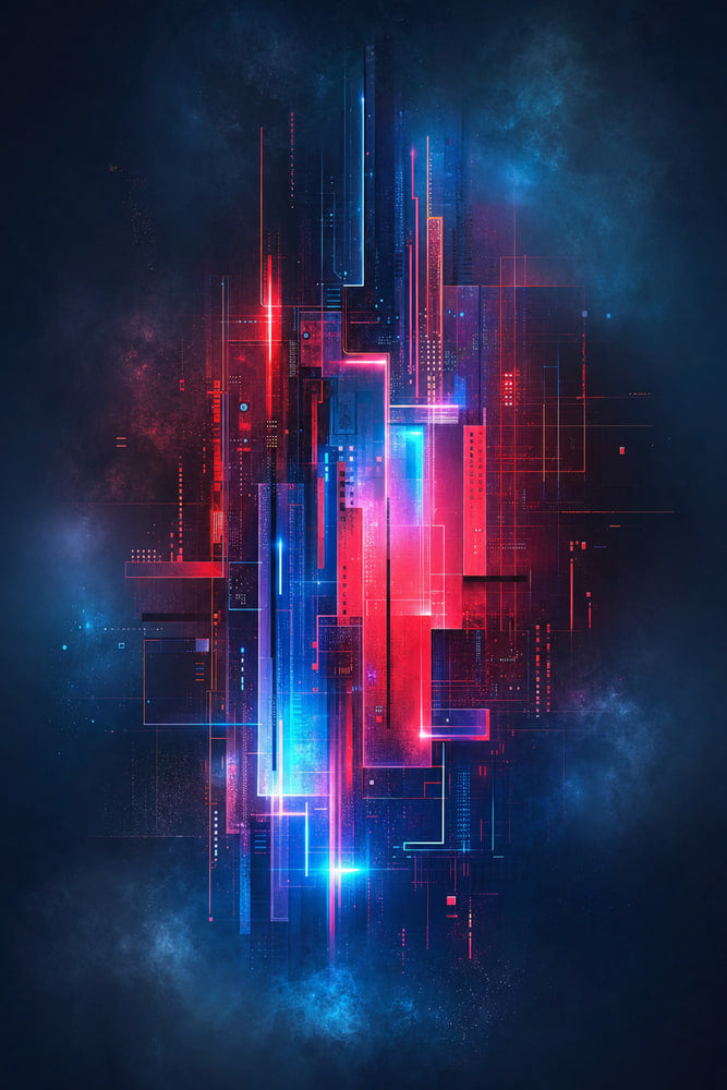 Abstract Circuitry in Glowing Shadows