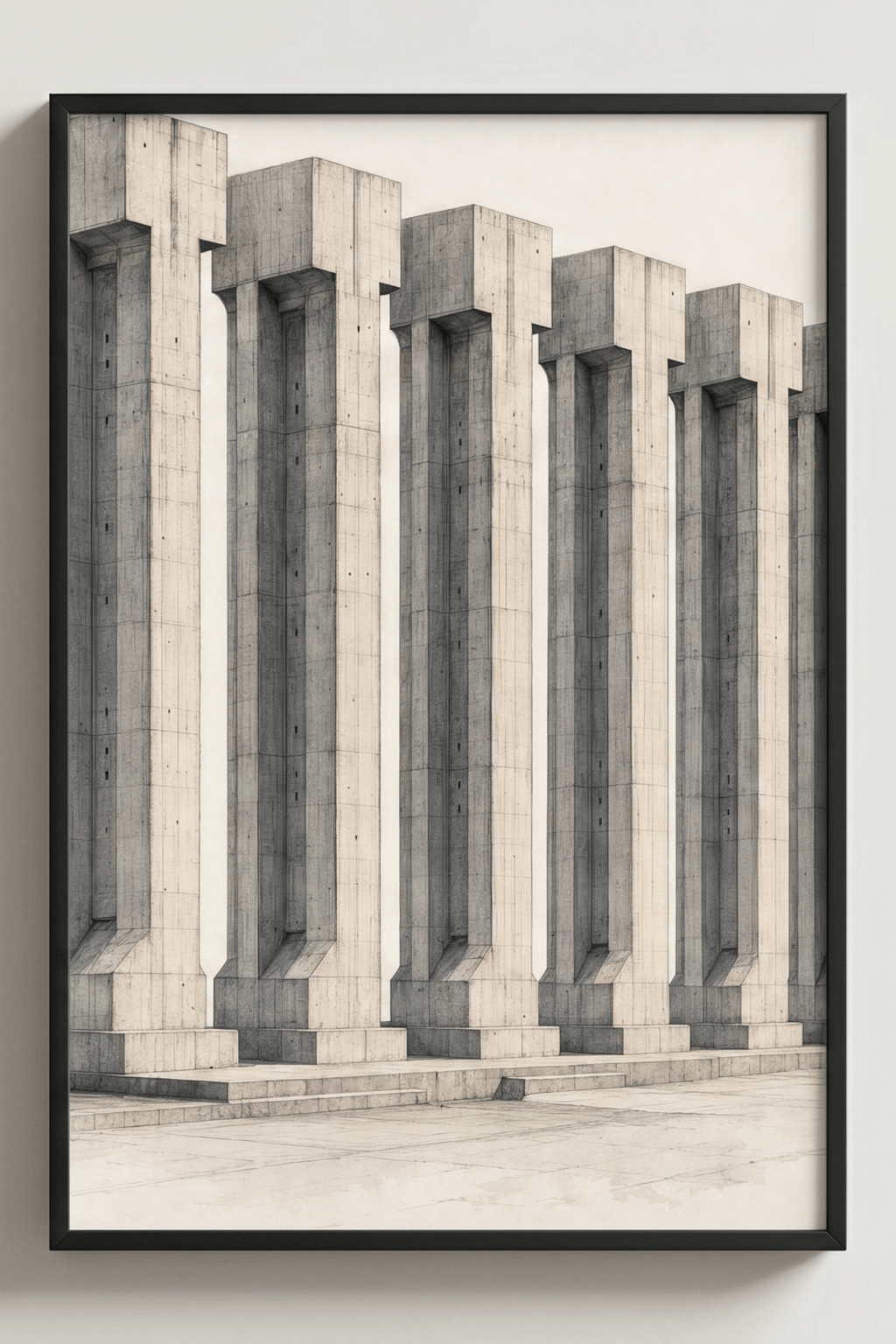 Brutalist Columns in Line
