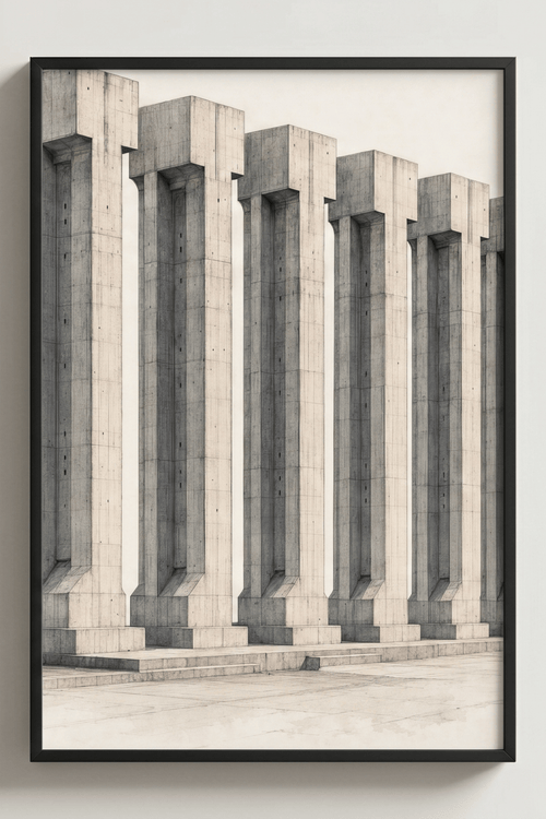 Brutalist Columns in Line