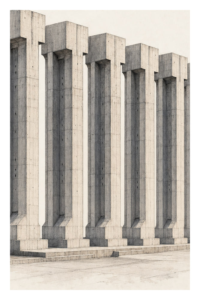 Brutalist Columns in Line
