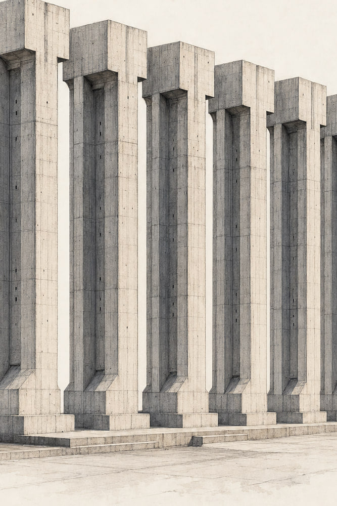 Brutalist Columns in Line