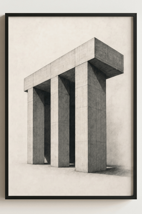 Brutalist Columns in Shadow