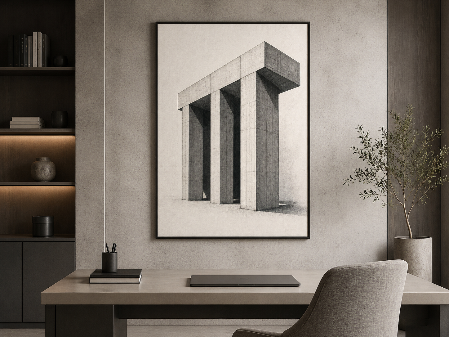 Brutalist Columns in Shadow