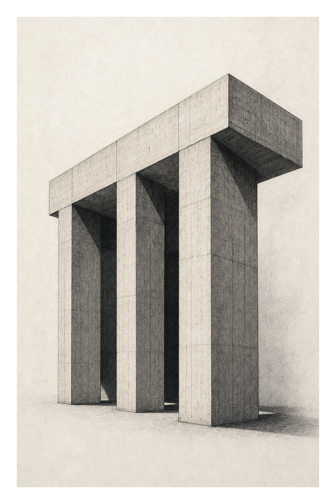Brutalist Columns in Shadow
