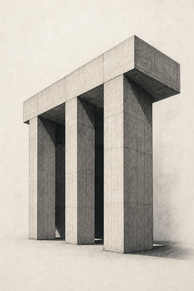 Brutalist Columns in Shadow