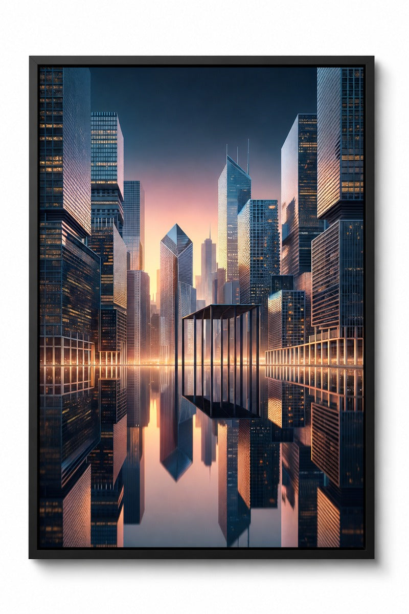 Cityscape Reflections: Twilight Horizons