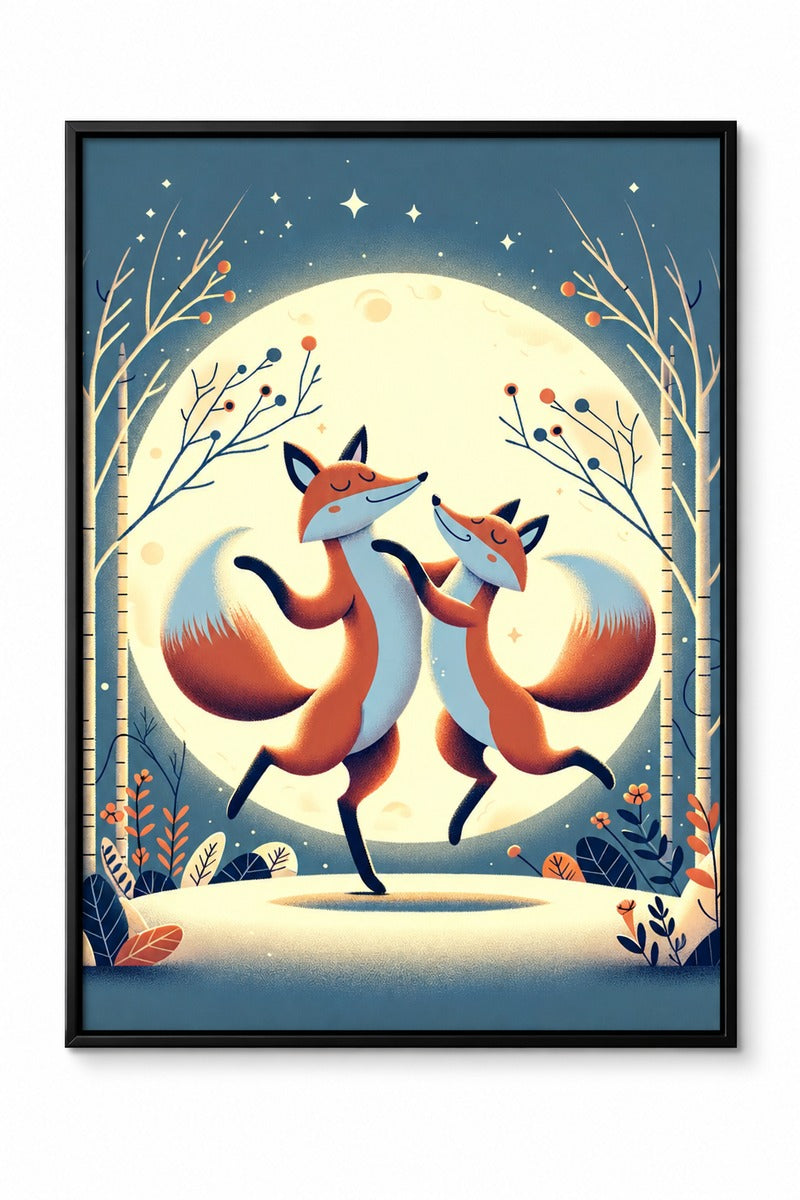 Dancing Foxes in Moonlight