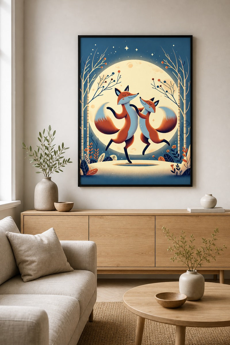 Dancing Foxes in Moonlight