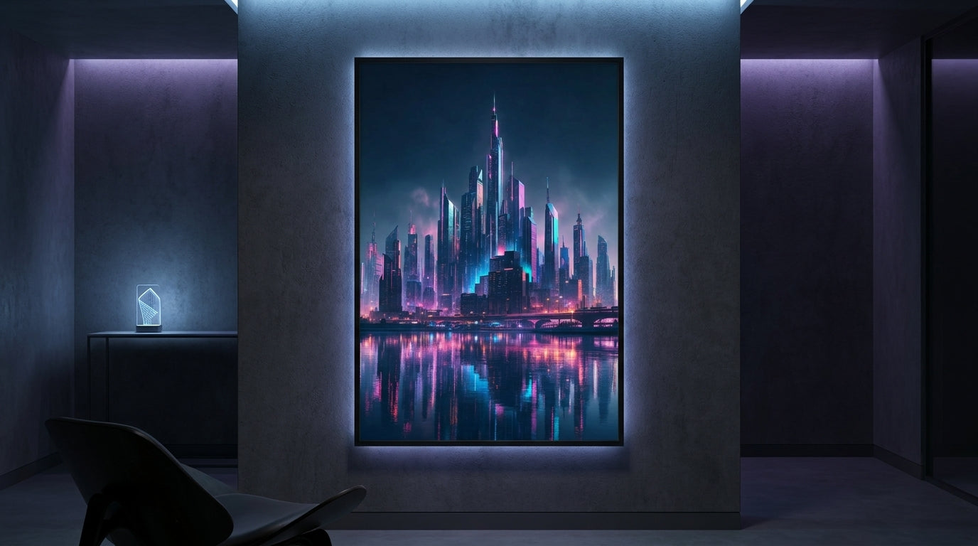 Futuristic Cityscape in Glowing Hues