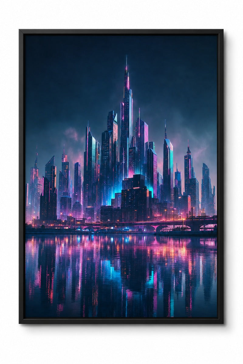 Futuristic Cityscape in Glowing Hues