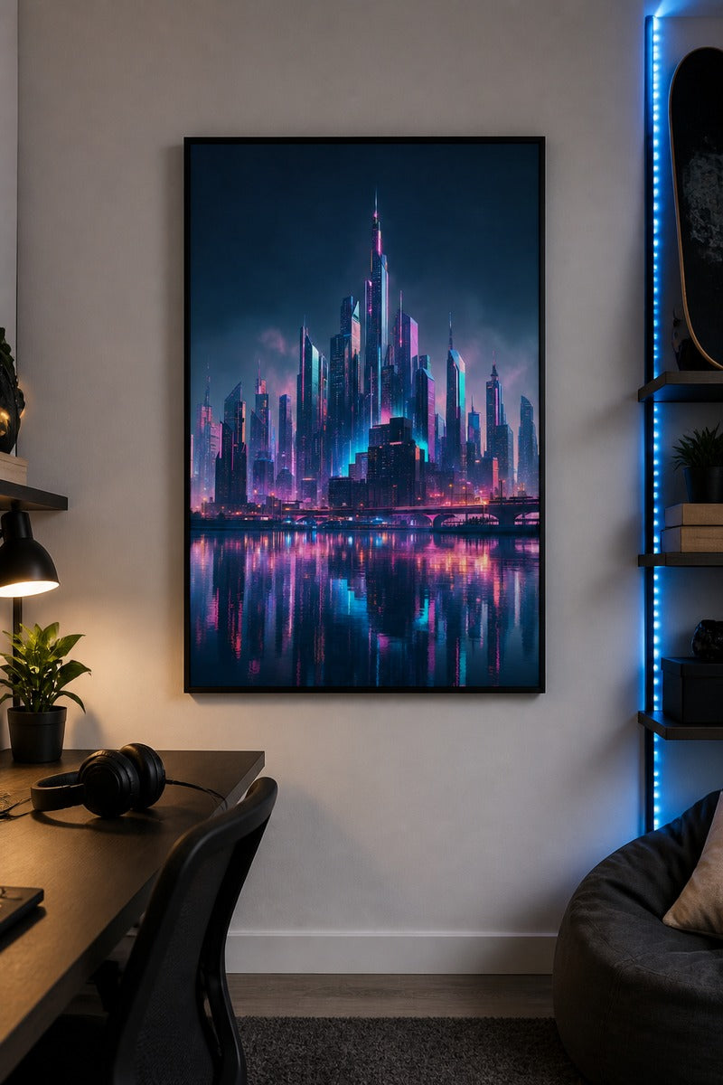 Futuristic Cityscape in Glowing Hues