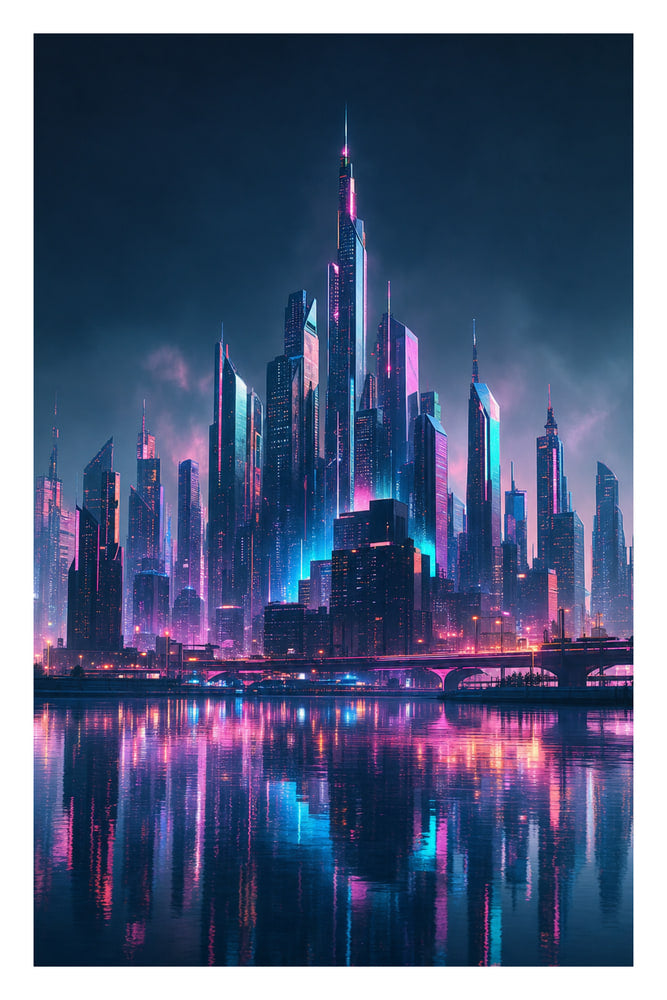 Futuristic Cityscape in Glowing Hues