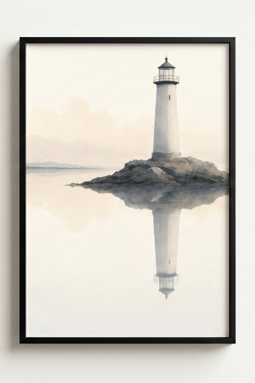 Lighthouse Reflecting Calm Waters