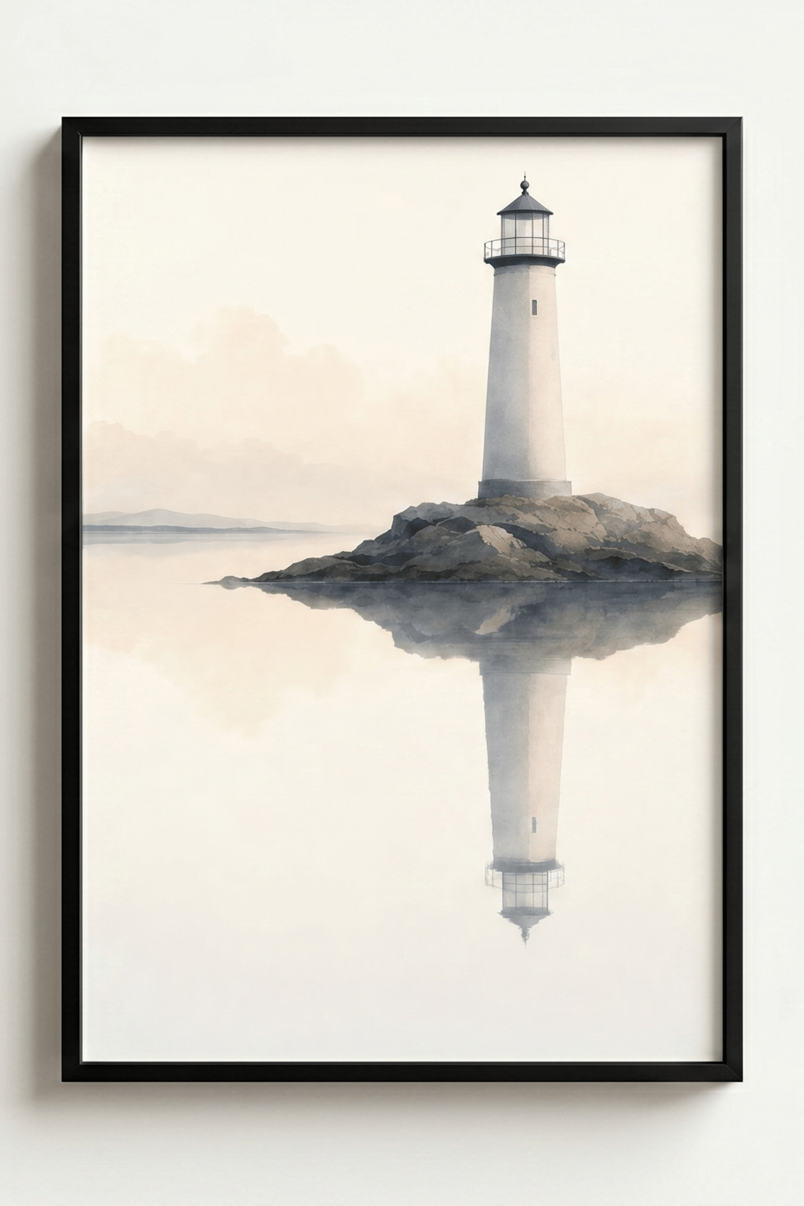 Lighthouse Reflecting Calm Waters