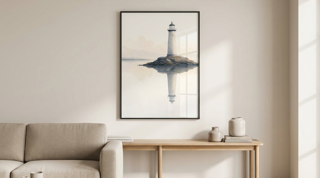 Lighthouse Reflecting Calm Waters