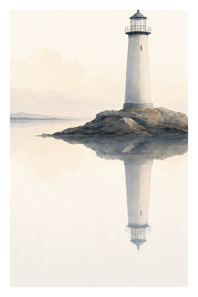 Lighthouse Reflecting Calm Waters