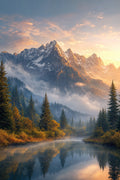 Misty Peaks at Dawn