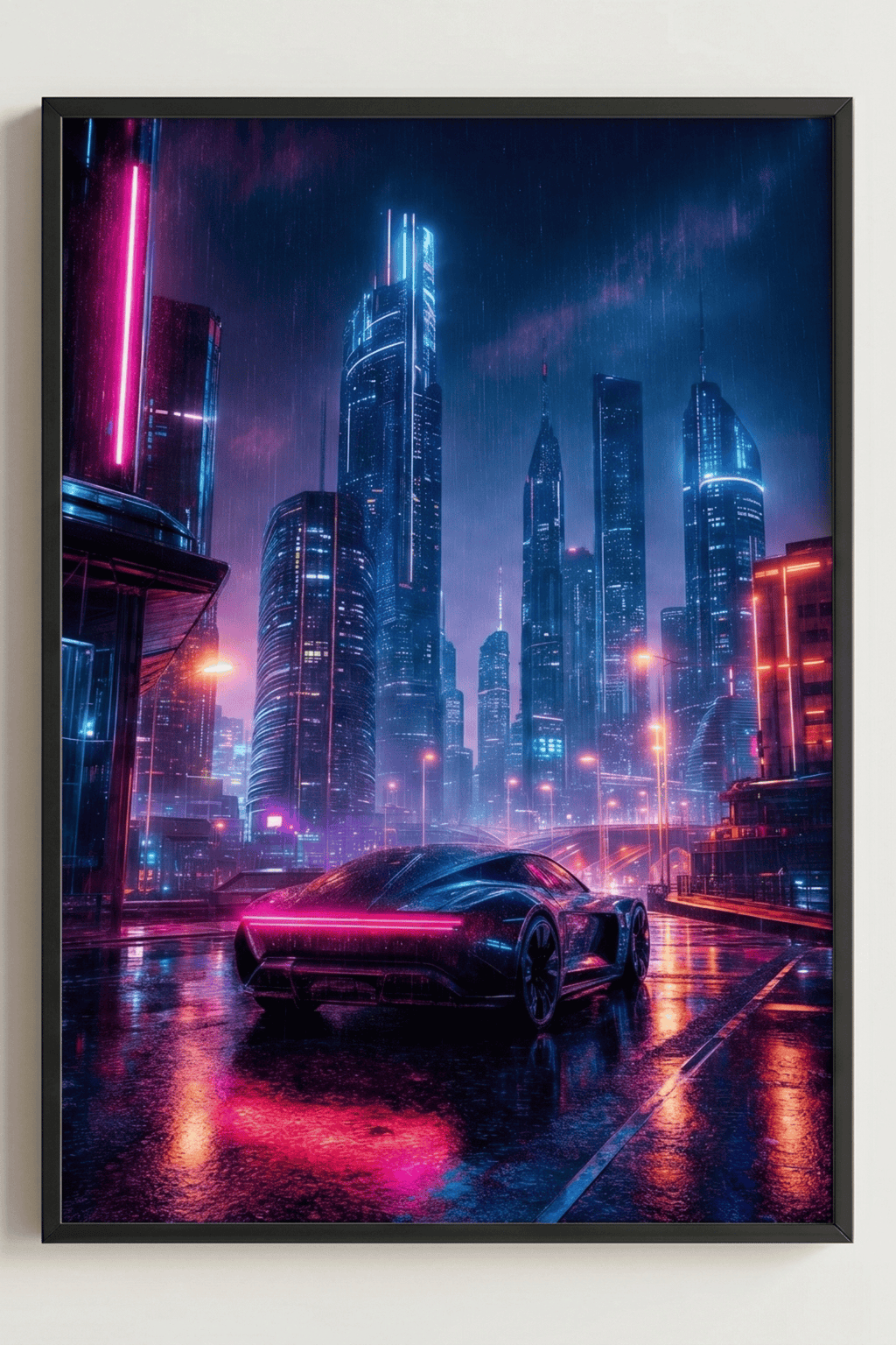 Neon Rain Over Cyber Streets