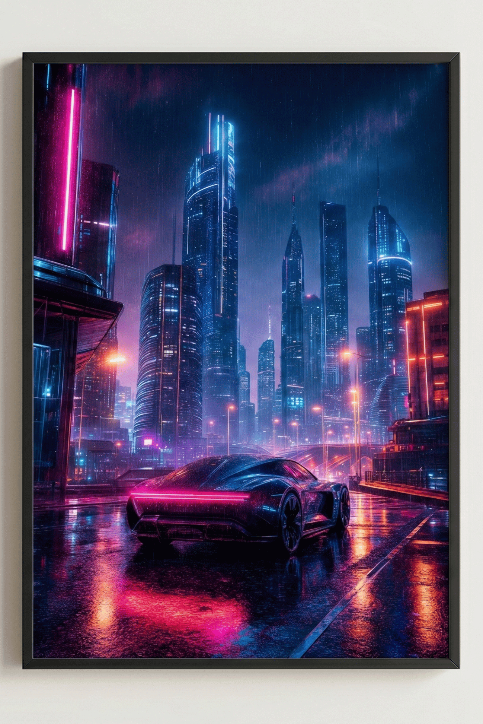 Neon Rain Over Cyber Streets