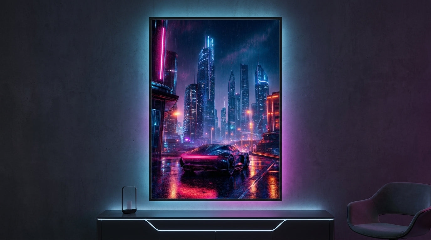 Neon Rain Over Cyber Streets