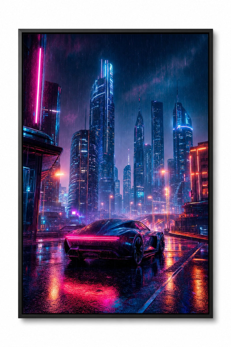 Neon Rain Over Cyber Streets