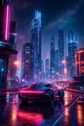 Neon Rain Over Cyber Streets