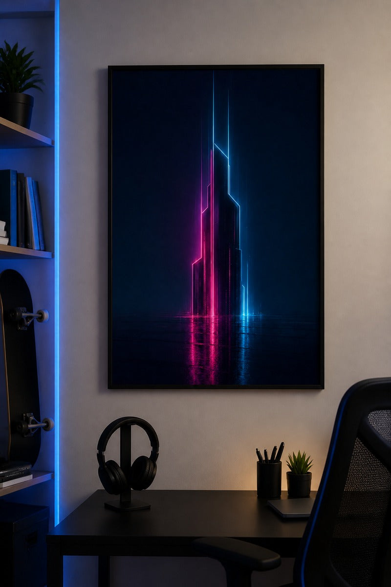 Neon Rain Reflections