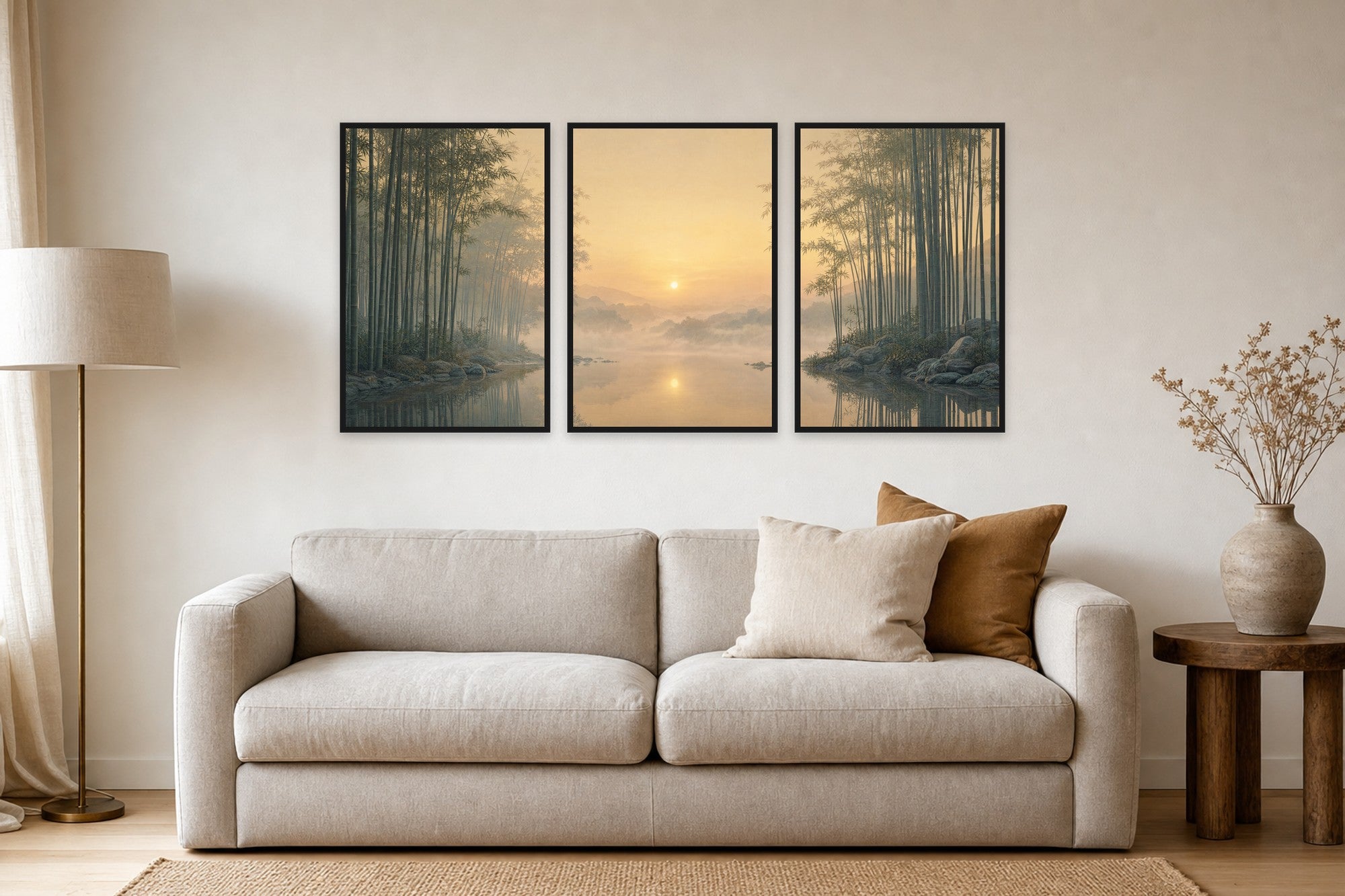 Set of 3 Prints — Bamboo Grove at Dawn