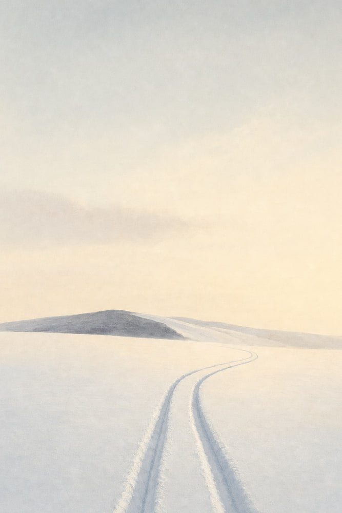 Ski Tracks in Snow