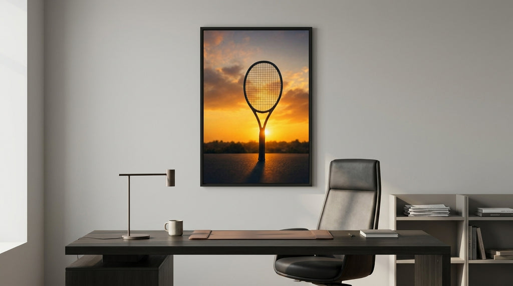 Tennis Racket Against Sunset
