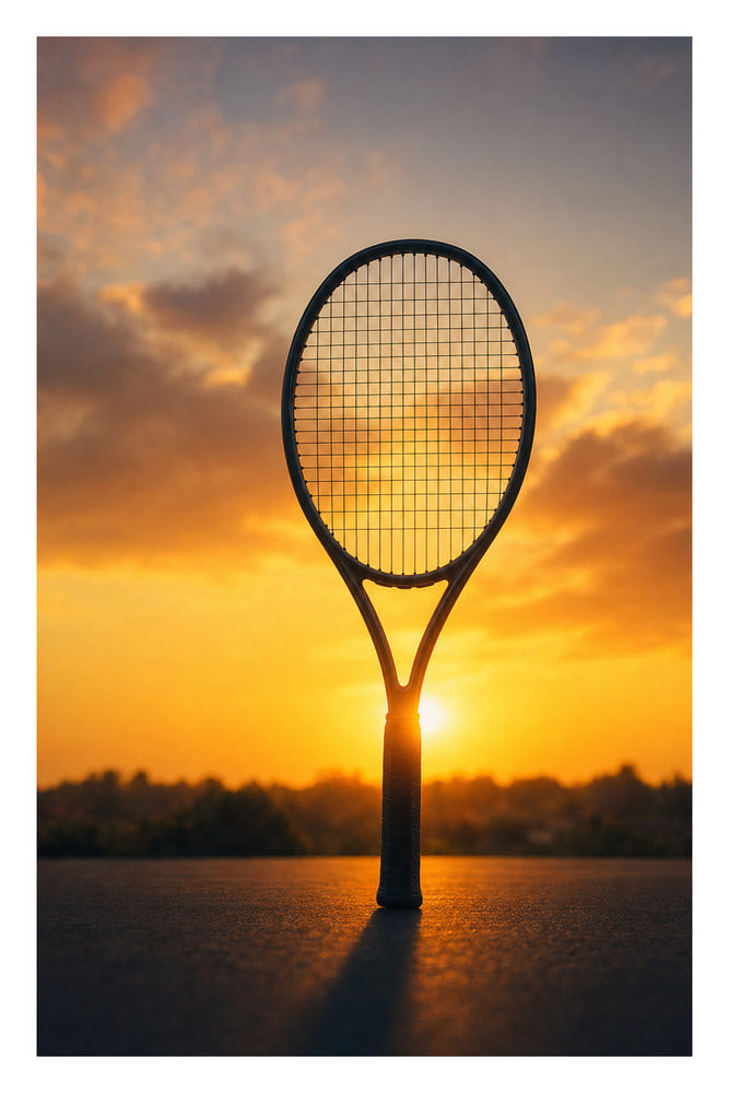 Tennis Racket Against Sunset