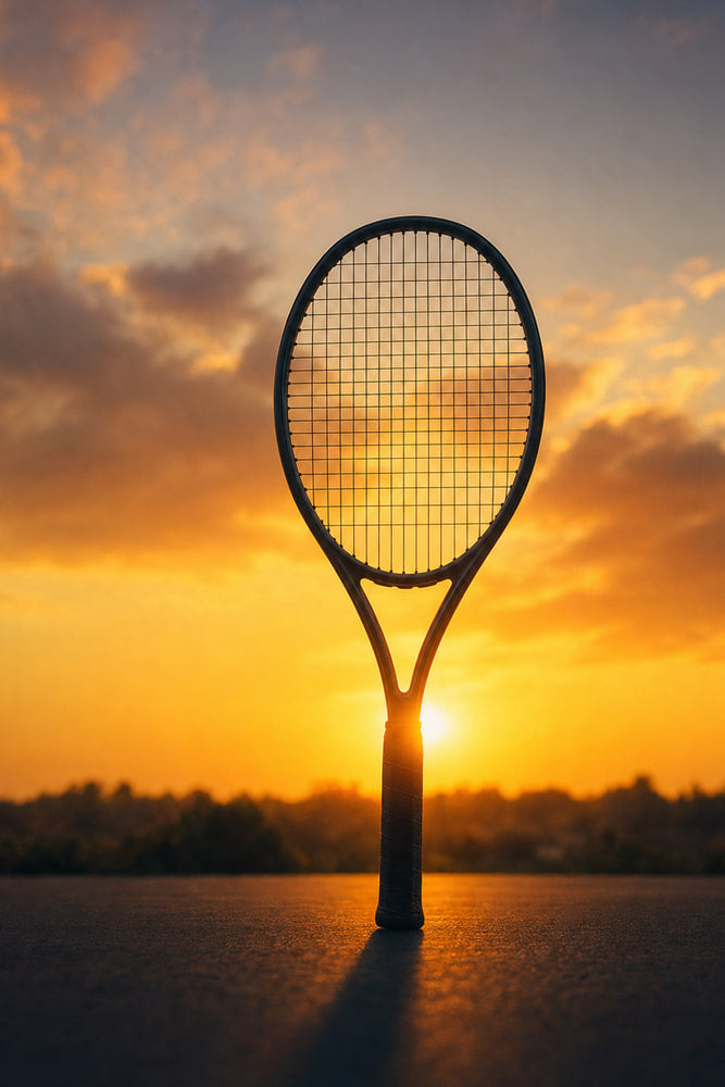 Tennis Racket Against Sunset