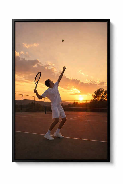 Tennis Serve at Sunset