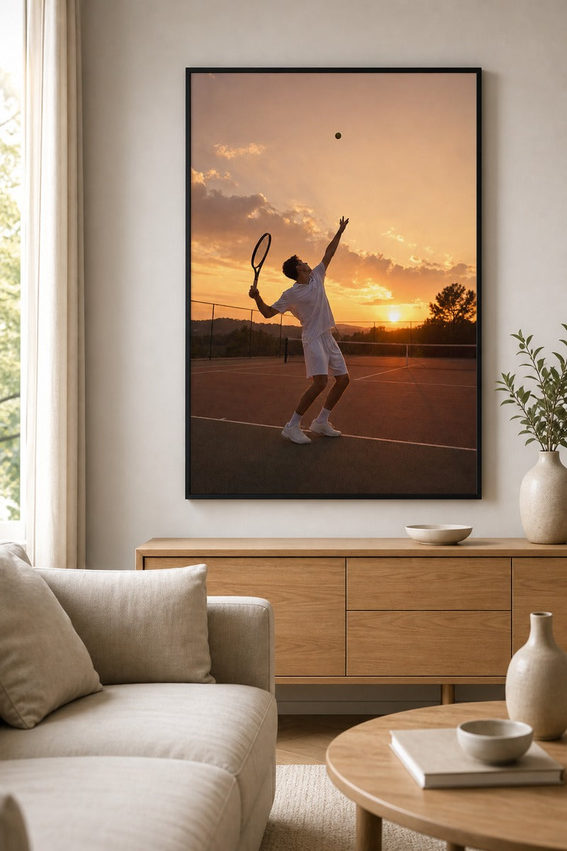 Tennis Serve at Sunset