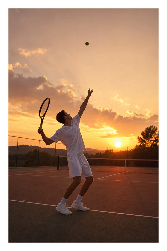 Tennis Serve at Sunset